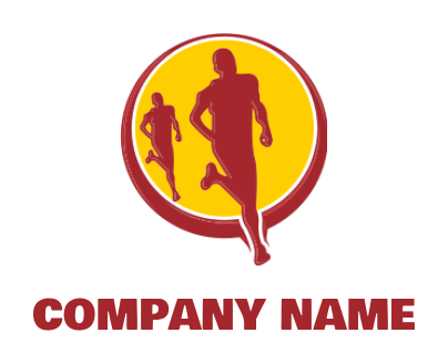 fitness logo people running in front of circle