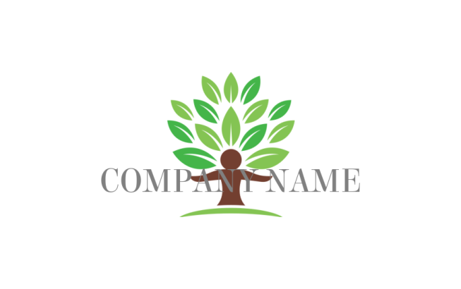 Generate a logo of People tree with green leaves 