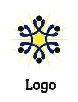 design a foundation logo peoples holding hands and in front of sun 