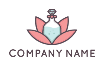 spa logo icon perfume bottle in lotus flower