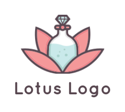 spa logo icon perfume bottle in lotus flower