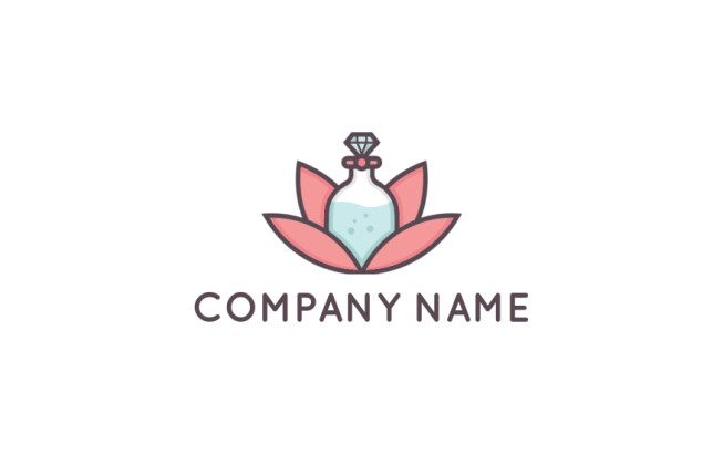 spa logo icon perfume bottle in lotus flower
