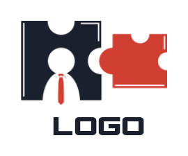 employment logo online person in puzzle with tie - logodesign.net