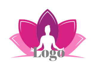 Person Performing Yoga Inside Lotus Flower Logo Template By