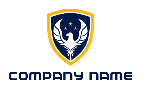 make an insurance logo phoenix merged with shield and stars 