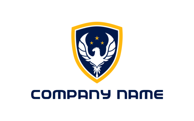 phoenix merged with shield and stars logo symbol