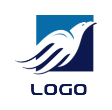Design a pet logo of phoenix merged with square 