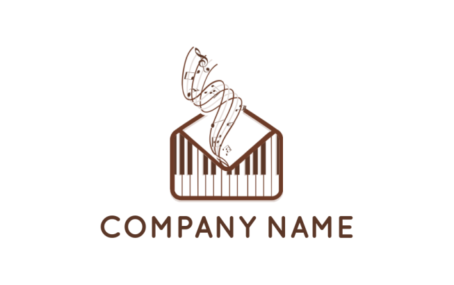 make a music logo piano keys inside envelope with music notes | Logo ...