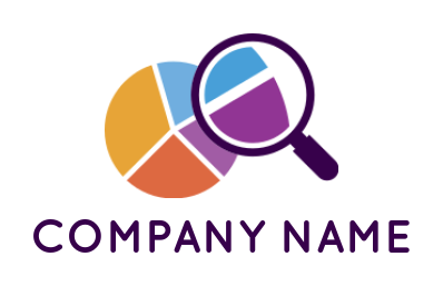 accounting logo pie chart with magnifying glass