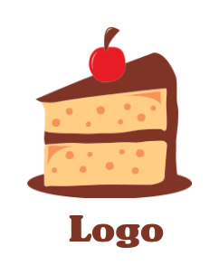 generate a food logo piece of cake with cherry