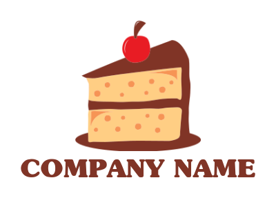 generate a food logo piece of cake with cherry