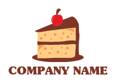 food logo icon piece of cake with cherry - logodesign.net