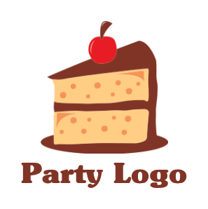 generate a food logo piece of cake with cherry