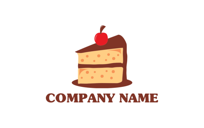generate a food logo piece of cake with cherry