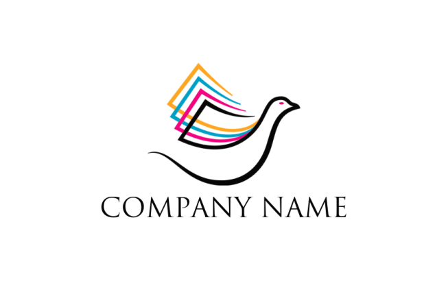 make a pet logo pigeon with colorful paper sheet wings