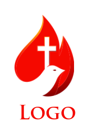 religious logo maker pigeon with cross in flame