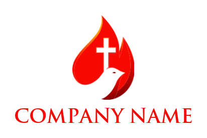 religious logo maker pigeon with cross in flame - logodesign.net