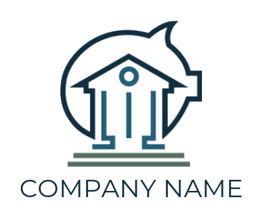 piggy bank logo merged with building