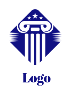 make a law firm logo pillar in a rhombus with stars