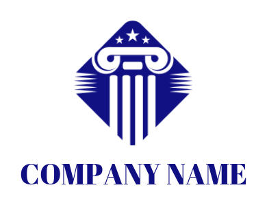 make a law firm logo pillar in a rhombus with stars