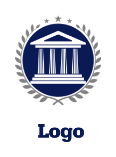 make a law firm logo courthouse with pillar in circle laurel wreath