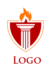 design a law firm logo pillar in shield with fire