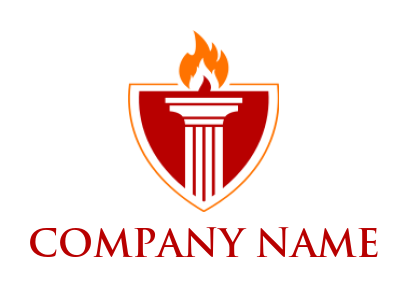 design a law firm logo pillar in shield with fire