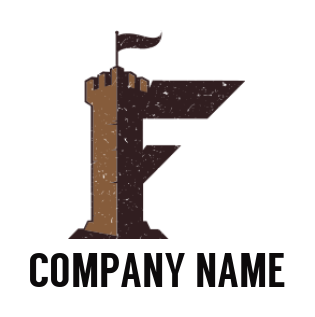 Generate a Letter F logo pillar flag forming letter F 