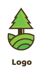 generate a landscape logo of pine tree on field