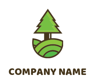 landscape logo symbol pine tree on field - logodesign.net