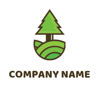 landscape logo symbol pine tree on field - logodesign.net