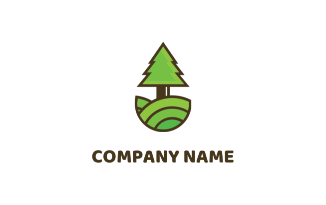 landscape logo symbol pine tree on field - logodesign.net