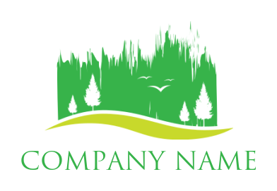 Edit a logo of pine trees and brushed background 