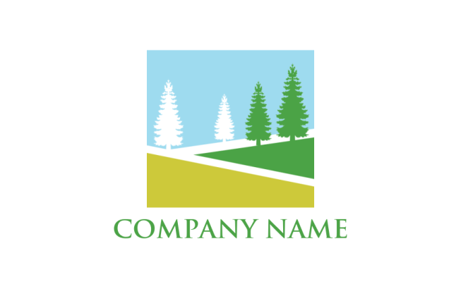 Create a logo of pine trees Inside Square box