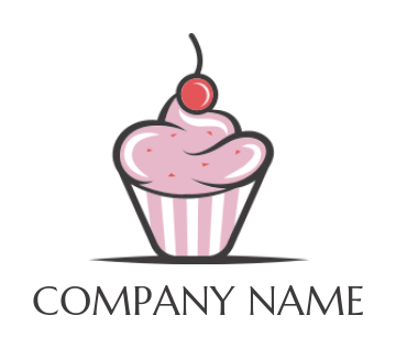 food logo maker pink cupcake with cherry on top