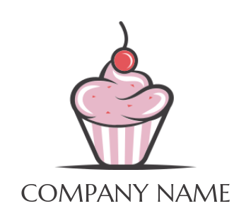 food logo maker pink cupcake with cherry on top - logodesign.net