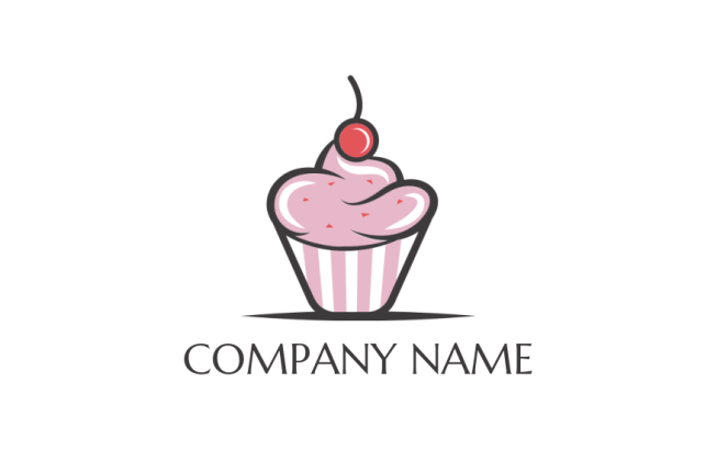 Pink cupcake with cherry on top logo sample