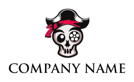 entertainment logo pirate skull with reel eye