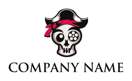 entertainment logo icon pirate skull with reel eye - logodesign.net