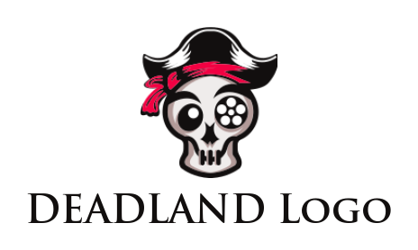 entertainment logo icon pirate skull with reel eye - logodesign.net