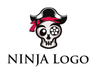 entertainment logo pirate skull with reel eye
