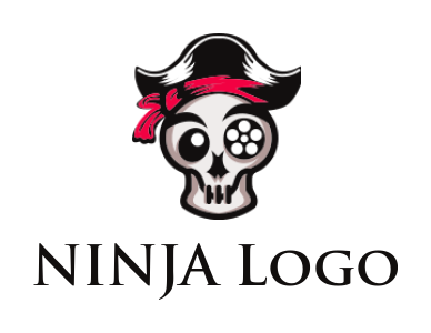 entertainment logo icon pirate skull with reel eye - logodesign.net