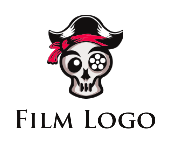 entertainment logo pirate skull with reel eye