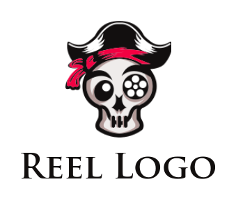entertainment logo pirate skull with reel eye