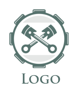 auto shop logo pistons crossed inside gear