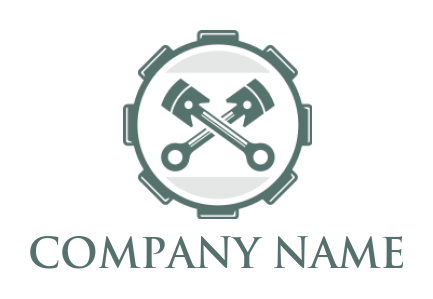 auto shop logo pistons crossed inside gear