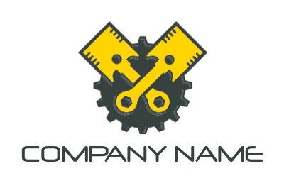 make an engineering logo of pistons with gear