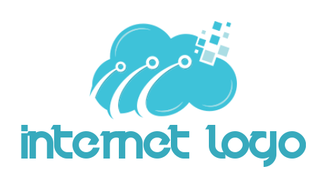 IT logo pixels and tech wire merged with cloud
