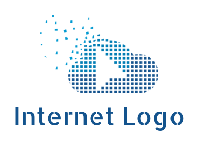 design an IT logo pixels forming cloud shape with negative space arrow
