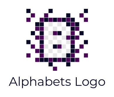 alphabet logo pixels forming Letter B
